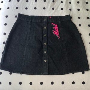 Motel Rocks Black Denim Mini Skirt